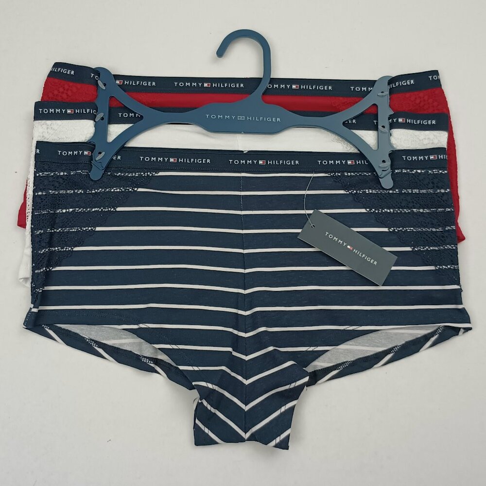 Tommy Hilfiger 3 Pair Women's Boyshort Underwear Panties Cotton Blend Size Small